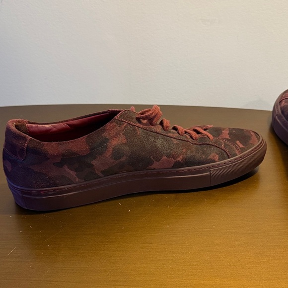 Common Projects Red Camouflage Suede Low Top Achilles Sneakers Size 11 - Picture 10 of 11
